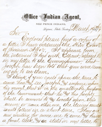 letter from John B. Montieth to Oliver Otis Howard, March 19, 1877, page 1